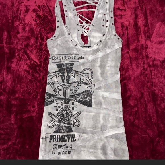PRIMEVIL Y2K Lace-Up Mini Dress - Picture 1 of 3